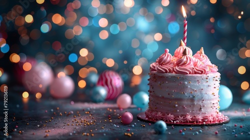Birthday Cake With Single Candle