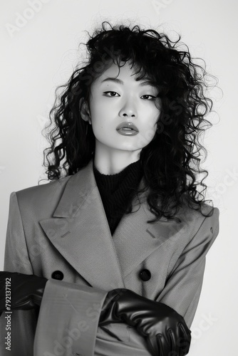 Woman in Gray Coat and Black Gloves