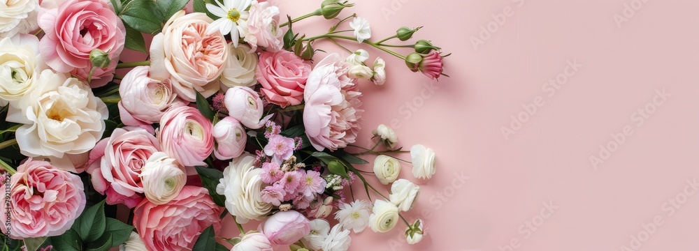 Pink and White Flowers on Pink Wall