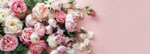 Pink and White Flowers on Pink Wall © olegganko