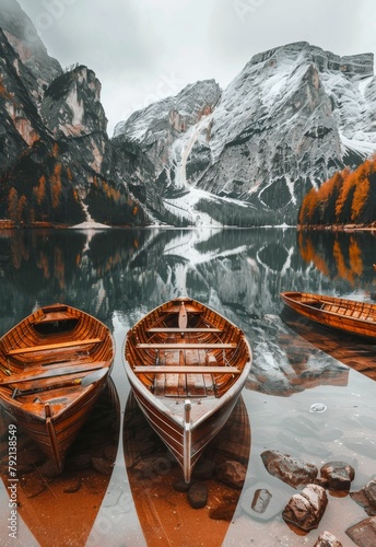 Two Boats Resting on a Lake