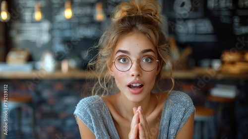 Woman With Glasses Making a Surprised Face