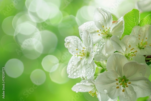 Cluster of White Flowers With Green Leaves