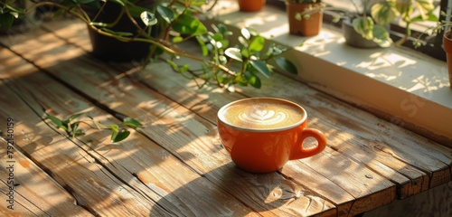 Cup of Coffee on Wooden Table