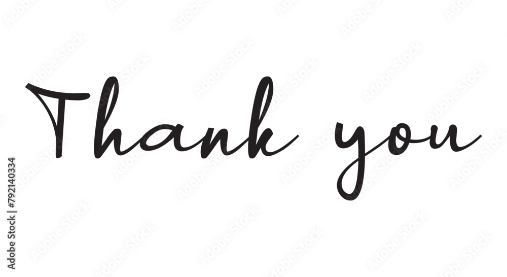 Thank You handwritten inscription. Hand drawn lettering. Thank You calligraphy. Thank you card. Vector illustration. Use on cards, banner, poster, sticker, packaging and other suitable place. 