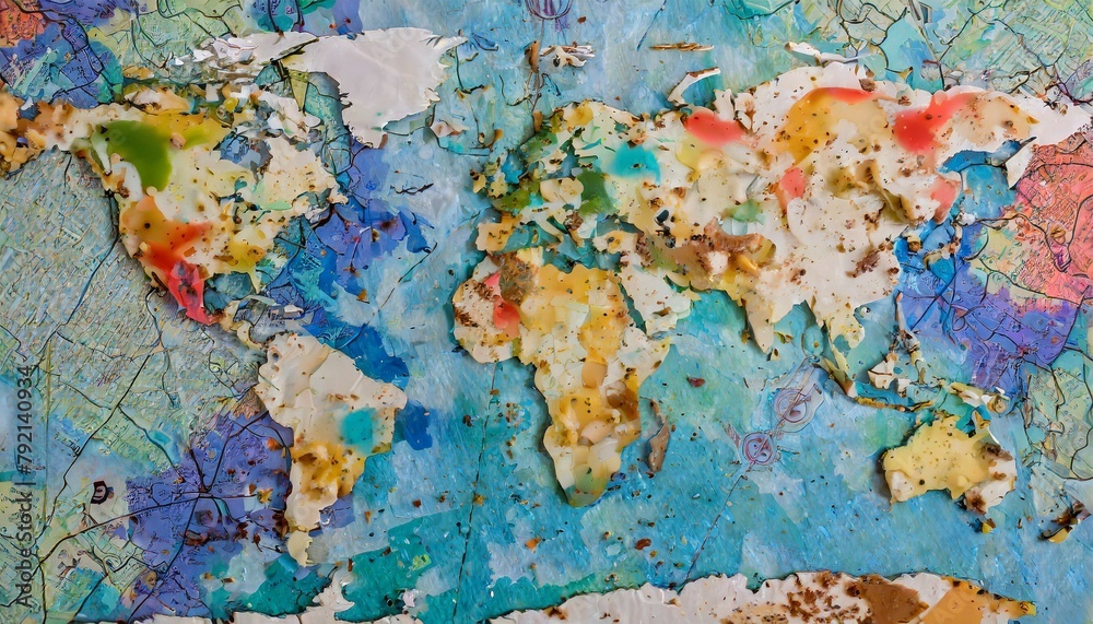 An illustration of a world map, whimsical style, with cheeses placed on their respective An illustration of a world map, whimsical style, with cheeses placed on their respective