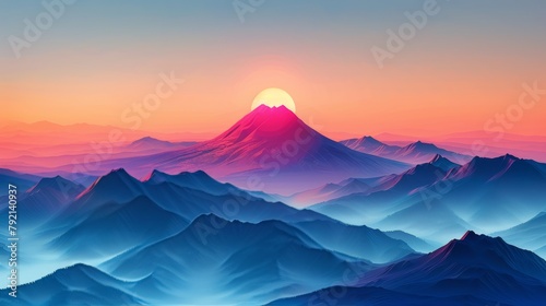 Majestic Mountain Range Silhouetted Against Sunset