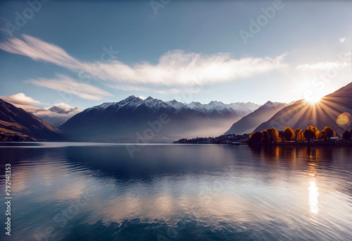 'Zeland Scenery sunrise Lake Beutiful Wakatipu New Queentown New Queenstown Background Water Sky Travel Nature Landscape Light Snow Clouds Beauty Mountain Blue Wallpaper Sunset Holiday Beautiful Ski' photo