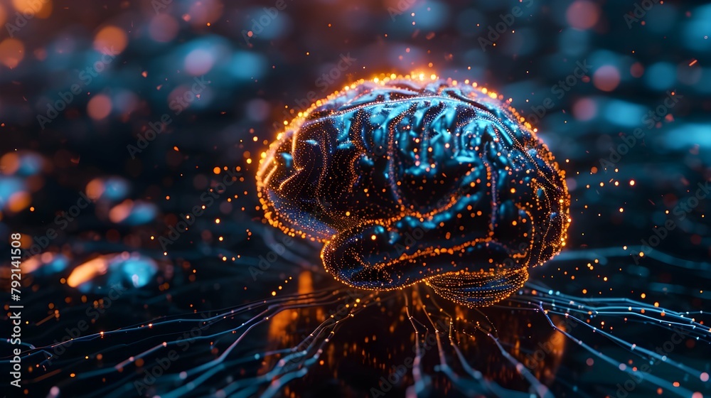 brain connected to the motherboard, abstract future technology concept illustration brain connected to the motherboard, abstract future technology concept illustration