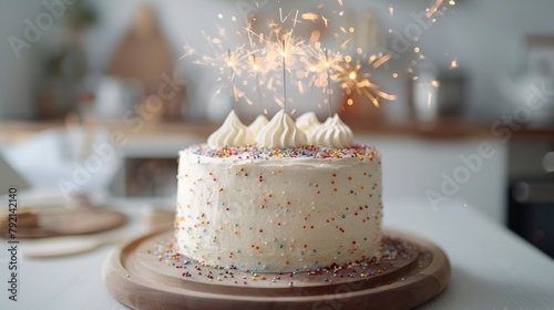 Cake With Sprinkles on a Plate on a Table