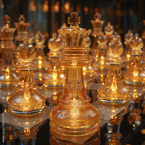 Crystal Chess Set in Golden Light