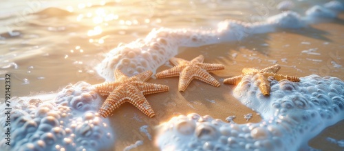 Two Starfish on Sandy Beach