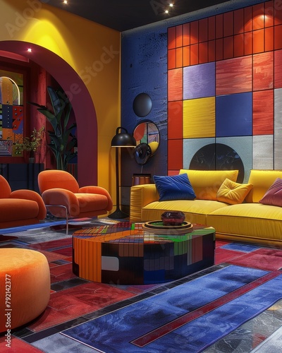 Brightly Colored Living Room With Modern Furniture
