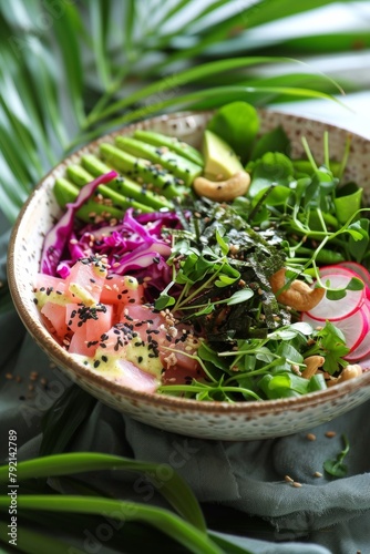 Close Up of a Bowl of Food on a Table
