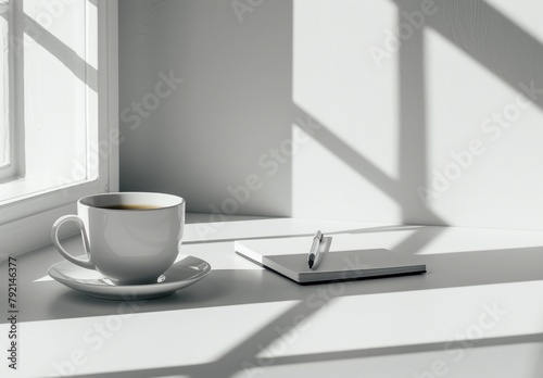 White Coffee Cup on Top of Book