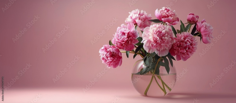 Fototapeta premium Vase Filled With Pink Flowers on Table