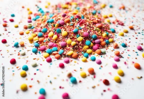 'colorful flat decoration white confetti festive sprinkles lay background sprinkle pattern colourful cake baker valentine day trendy birthday holiday party time fla'