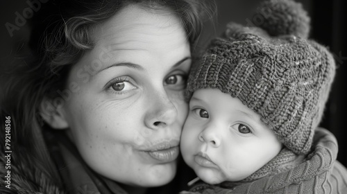 Woman Holding a Baby in Her Arms