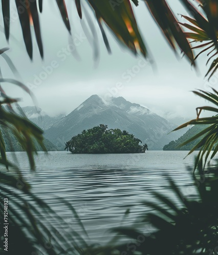 Majestic Mountains Overlooking Body of Water