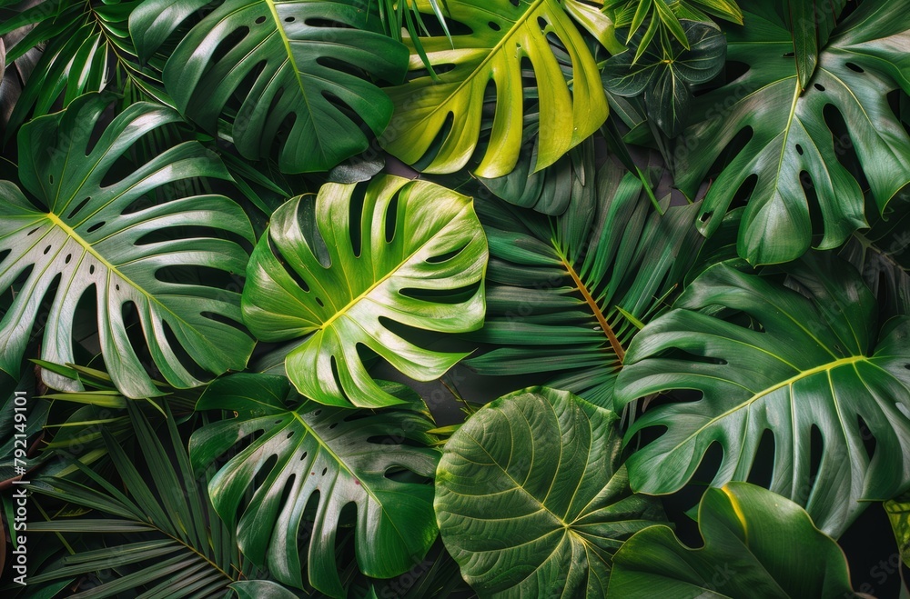 Cluster of Green Leaves on White Background