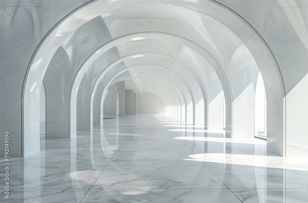 White-Walled Hallway With Arches