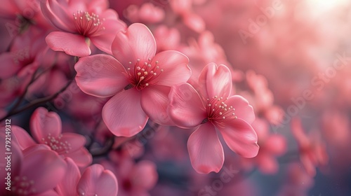 Pink Flowers Blooming on Branch