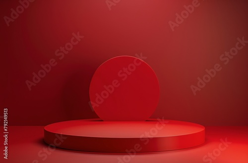 Red Stage With Steps and Wall