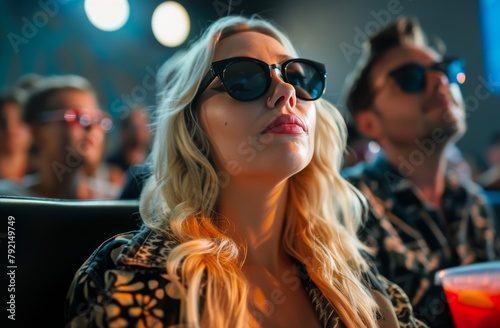 Woman Wearing Sunglasses Sitting Next to Man