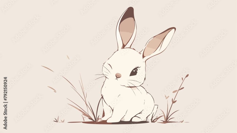 Rabbit Hare natural line shape art 2d flat cartoon