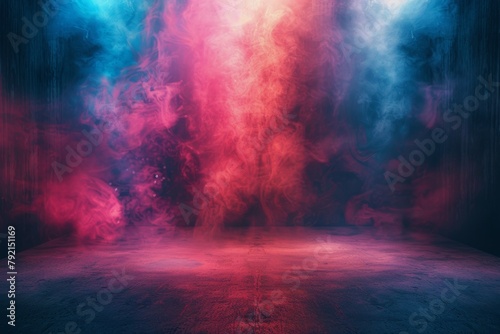 Blue  Pink  and Red Smoke in the Air