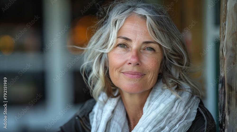 An elderly beautiful gray-haired woman portrait. The concept of beautiful noble aging and enjoying life An elderly beautiful gray-haired woman portrait. The concept of beautiful noble aging and enjoying life