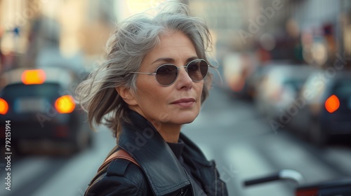 An elderly beautiful gray-haired woman portrait. The concept of beautiful noble aging and enjoying life © Anastasia Knyazeva