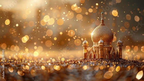 Mosque Illuminated by Lights photo