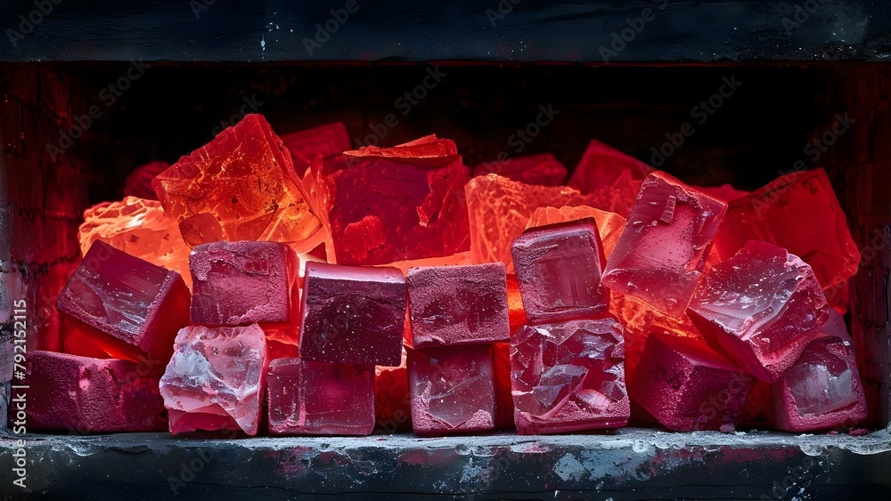 Infrared image of redhot bricks in a kiln during firing process ...