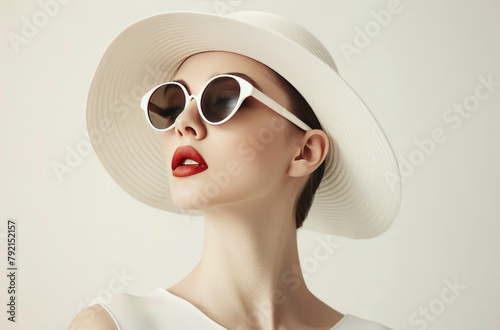 Woman Wearing White Hat and Sunglasses
