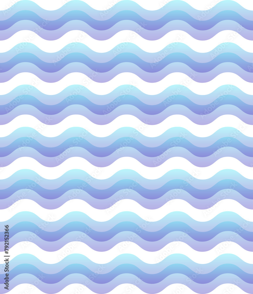 Water waves  pattern, curve lines abstract repeat tiling background, blue colored rhythmic waves. on transparent, png