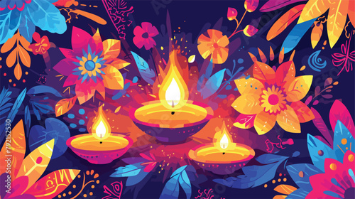 Rangoli colorful vector Indian festival Diwali trad photo