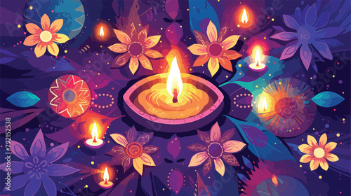 Rangoli colorful vector Indian festival Diwali trad photo