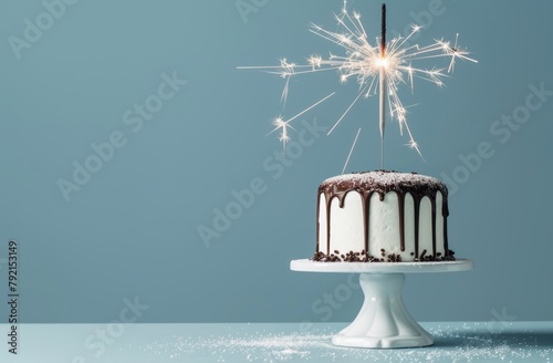 Cake Adorned With a Sparkler