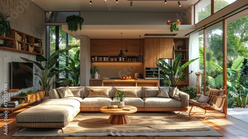 Spacious Living Room With Abundant Furniture and Large Windows