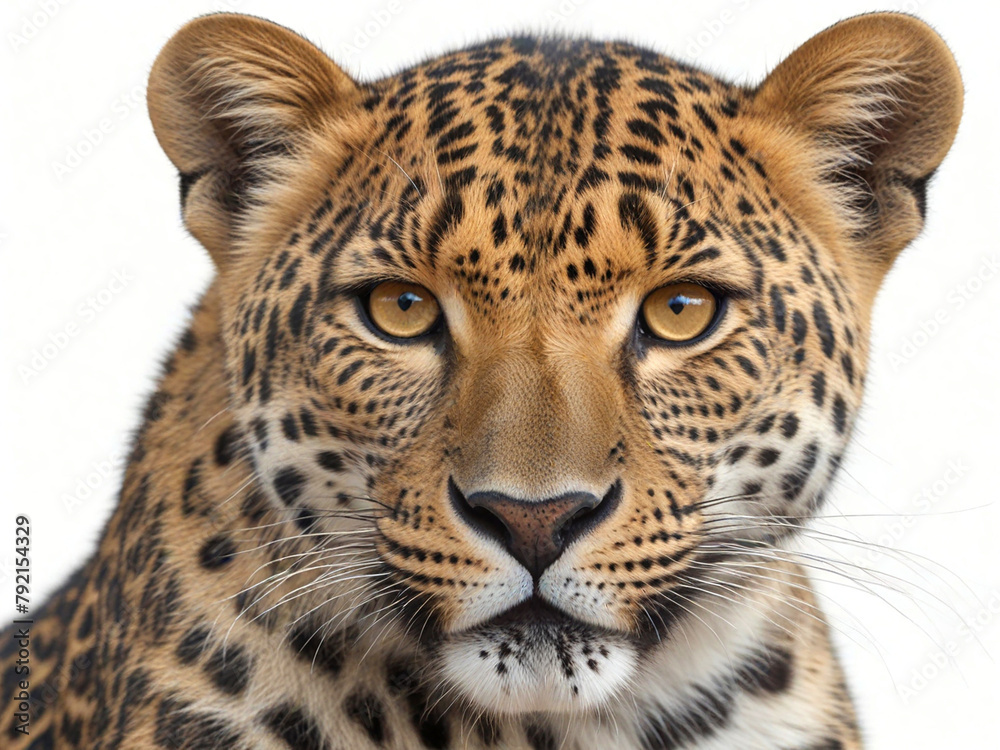 Naklejka premium Close up Of Leopard isolated on white Background 4K Wallpaper