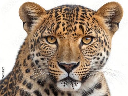 Close up Of Leopard isolated on white  Background 4K Wallpaper