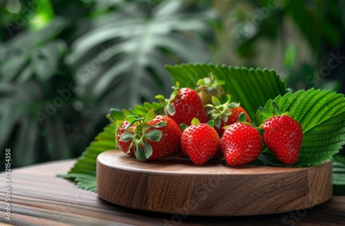 Fresh Strawberries on Wooden Table