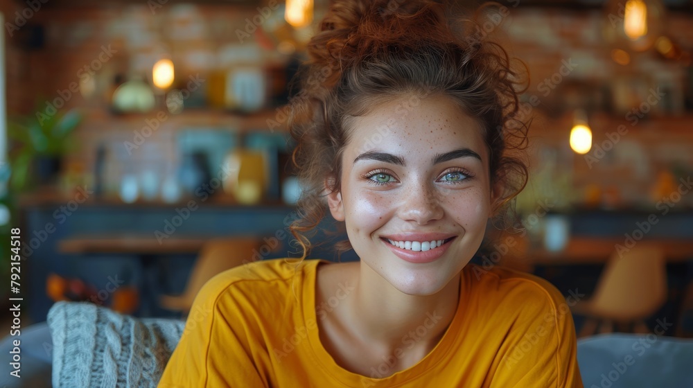 Woman With Long Hair Smiling at Camera