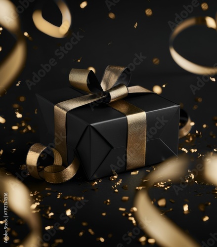 Black Gift Box With Gold Ribbon