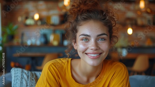 Woman With Long Hair Smiling at Camera