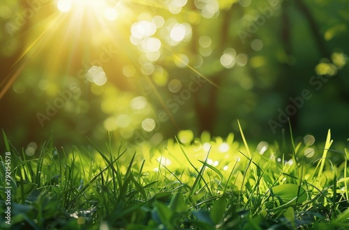 Sun Shines Brightly Through Green Grass