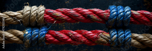 knot on a rope,
Agreement and Cooperation as a Bipartisan or Bip Partisan photo
