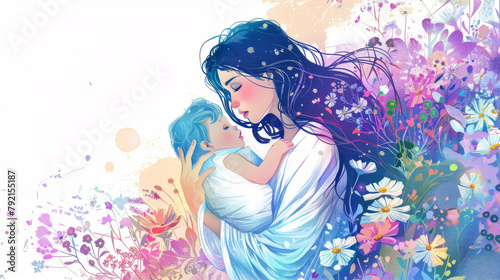 Woman Holding Baby Painting
