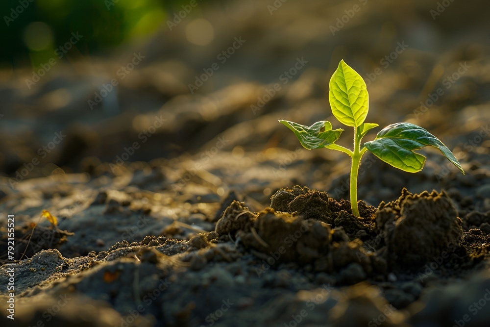 Little plant growing from the earth. Concept for World Environment Day Little plant growing from the earth. Concept for World Environment Day